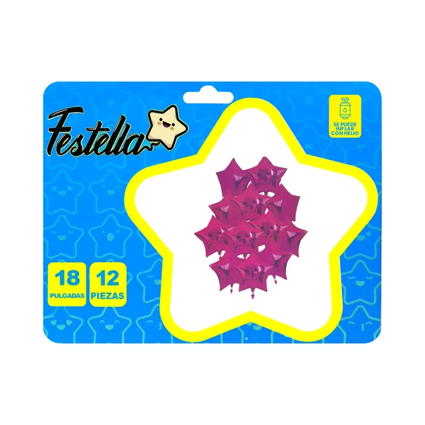 KIT GLOBO ESTRELLA X12 FUCSIA(PQTX12)