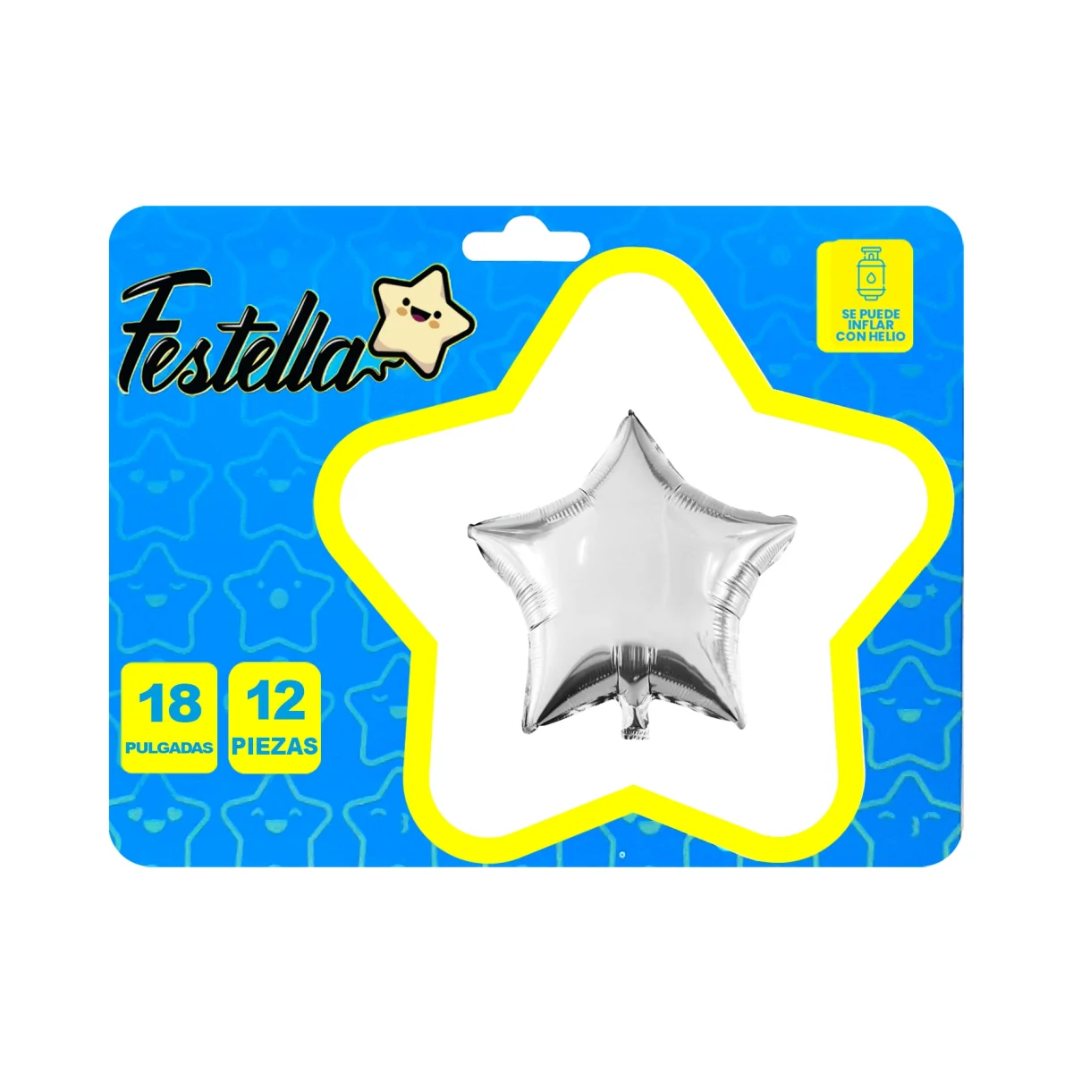 KIT GLOBO ESTRELLA X12 PLATEADO(PQTX12)