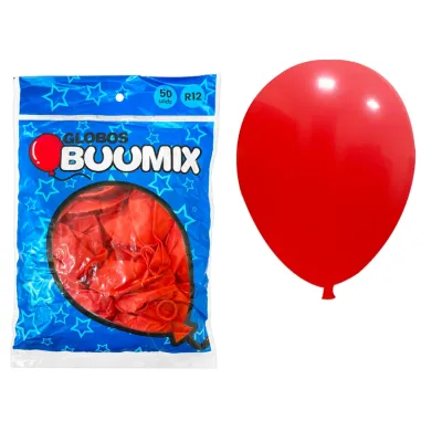GLOBO DE LATEX LISO ROJO PASTEL R12X50