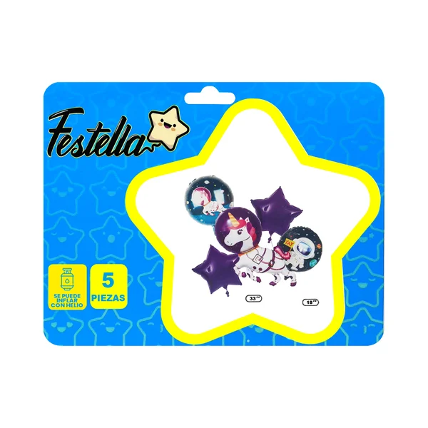 KIT GLOBO UNICORNIO ESPACIAL X5;