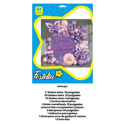 KIT GLOBO ORGANICO MARIPOSAS F.C X62PCS (PQTX5)