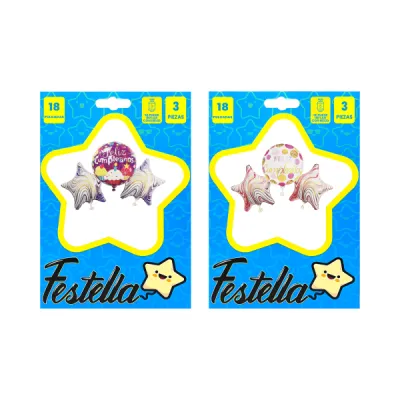 KIT GLOBO FELIZ CUMPLEAÑOS AGATA X3