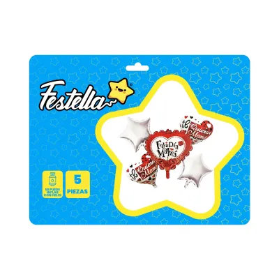KIT GLOBO CORAZON FELIZ DIA MAMA X5PCS (PQTX12),