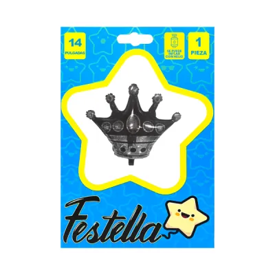 GLOBO CORONA NEGRO 14"(PQTX25)