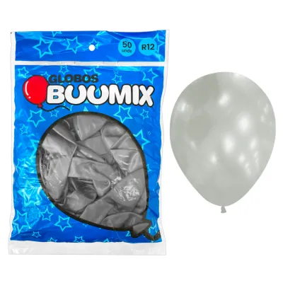 GLOBO DE LATEX SATINADO PLATEADO R12X50