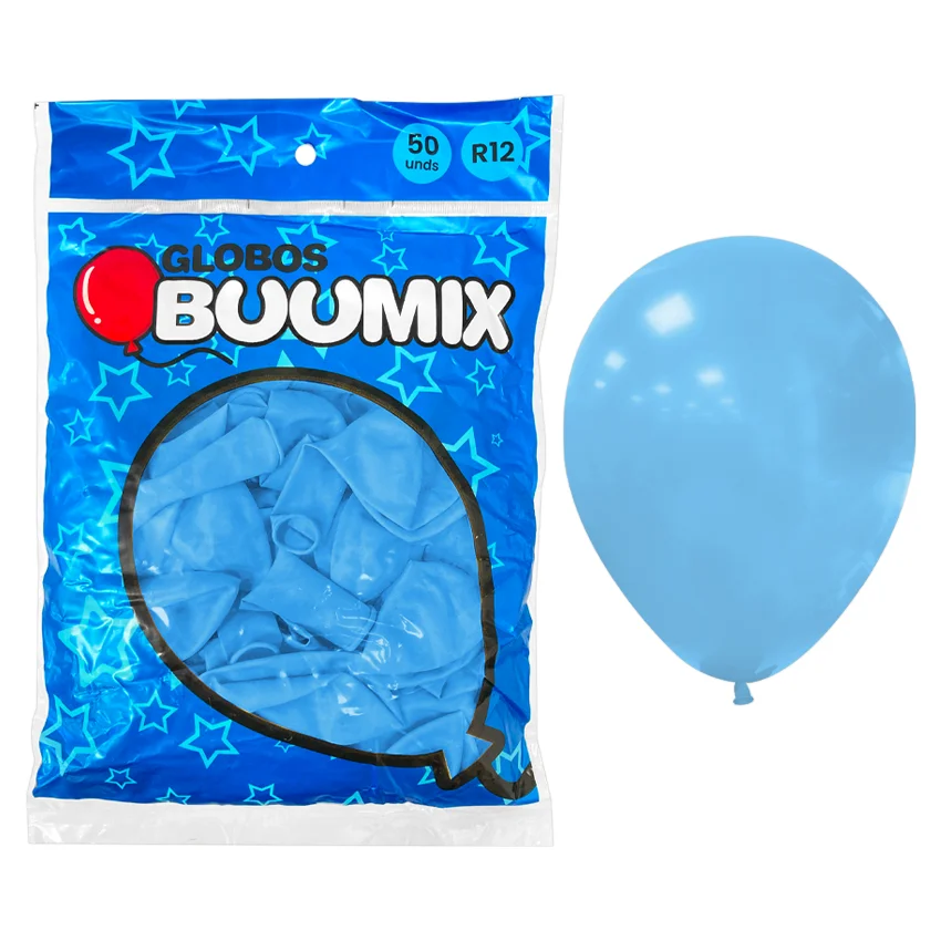 GLOBO DE LATEX LISO AZUL CLARO R12X50
