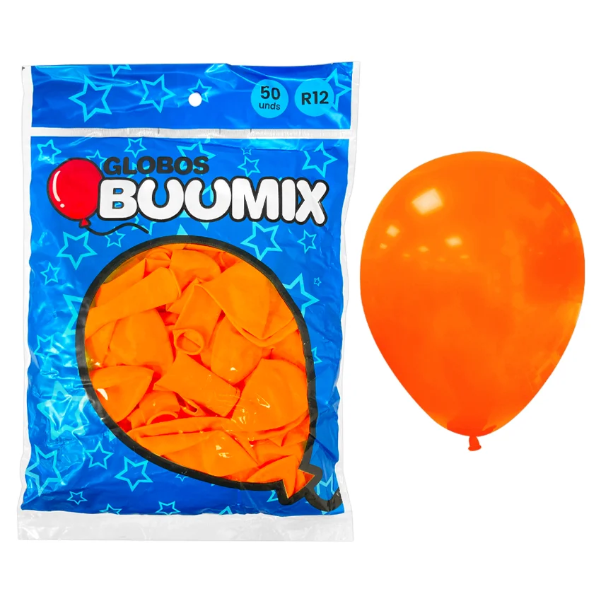 GLOBO DE LATEX LISO NARANJA R12X50