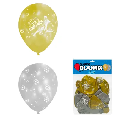 GLOBO DE LATEX FUTBOL FELIZ CUMPLEAÑOS R12X10 D-P (PQTX12)