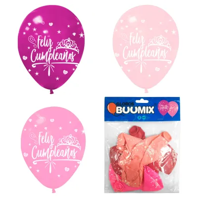GLOBO DE LATEX CORONA FELIZ CUMPLEAÑOS R12X10 FO-FC-RO (PQTX12)