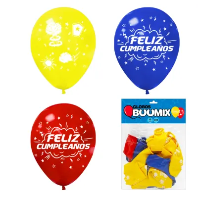 GLOBO DE LATEX COMICS FELIZ CUMPLEAÑOS R12X10 R-AM-A (PQTX12)´