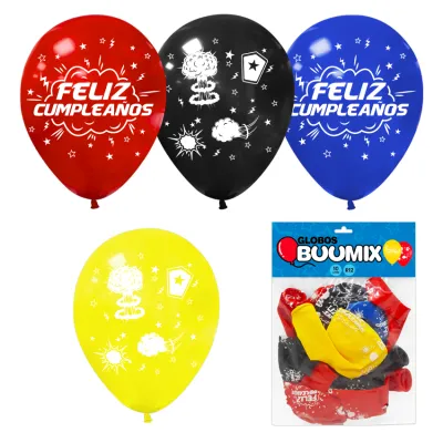 GLOBO DE LATEX COMICS FELIZ CUMPLEAÑOS R12X10 AM-R-N-A (PQTX12)