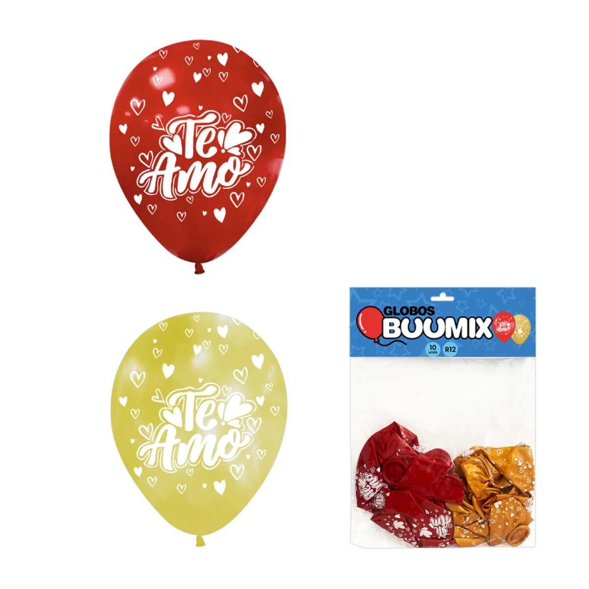 GLOBO DE LATEX TE AMO R12 X10 R-D (PQTX12),
