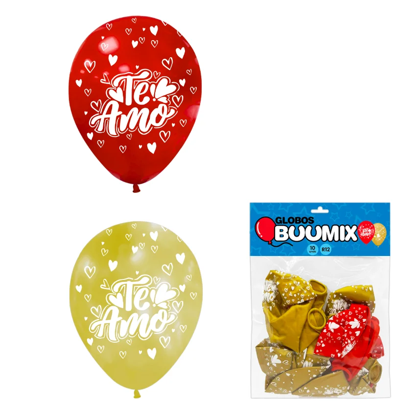 GLOBO DE LATEX TE AMO R12 X10 R-D (PQTX12),