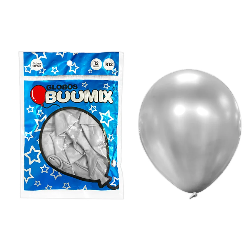 GLOBO DE LATEX ESPEJO PLATEADO R12X12