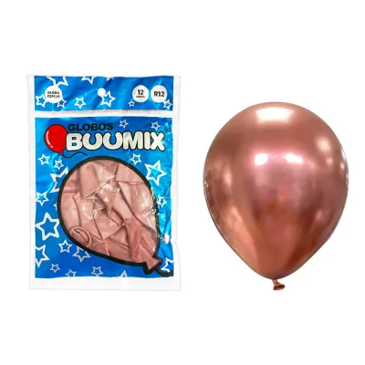 GLOBO DE LATEX ESPEJO PALO ROSA R12 X12 (PQTX12)