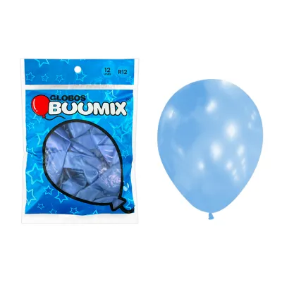 GLOBO DE LATEX SATINADO AZUL CLARA R12X12 (PQTX12)´