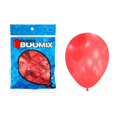 GLOBO DE LATEX SATINADO ROJO R12 X12 (PQTX12)