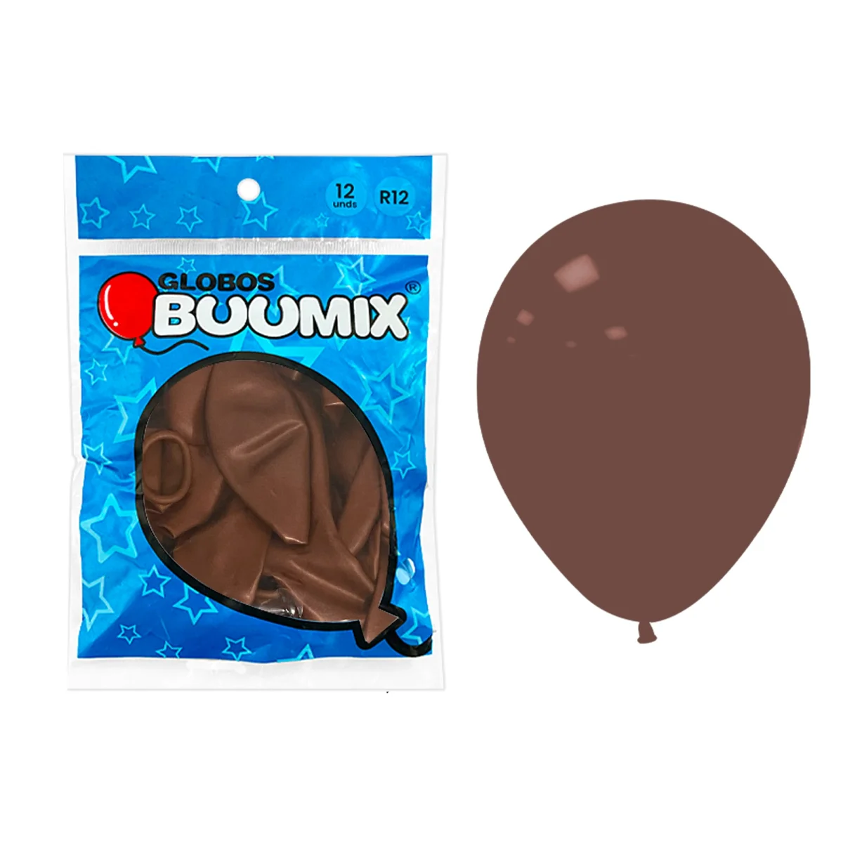 GLOBO DE LATEX LISO CAFE R12X12 (PQTX12)´