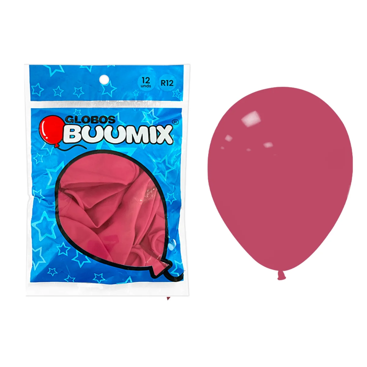 GLOBO DE LATEX LISO FUCSIA CLARA R12X12 (PQTX12)´