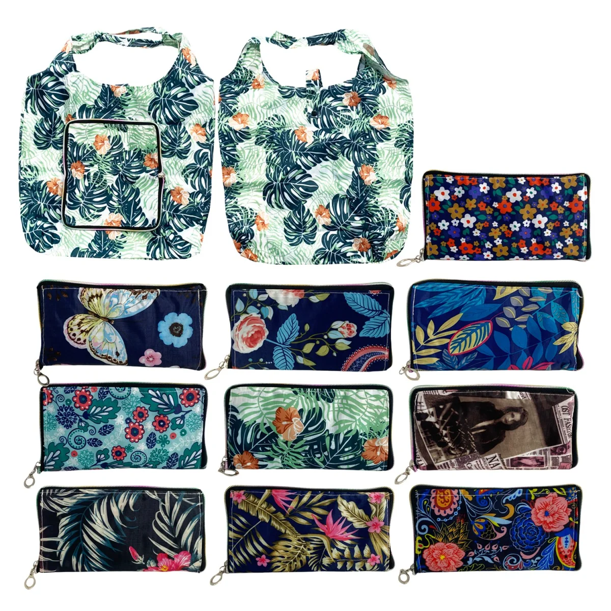 BOLSA DE TELA GRUESA PLEGABLE ESTAMPADA (PQTX12)