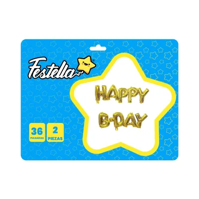 GLOBO HAPPY B.DAY DORADO X2PCS 36" (PQTX12)