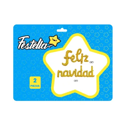 GLOBO FELIZ NAVIDAD CURSIVO DORADO(PQTX12)