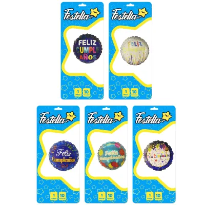 GLOBO FELIZ CUMPLEAÑOS 10"(PQTX25)