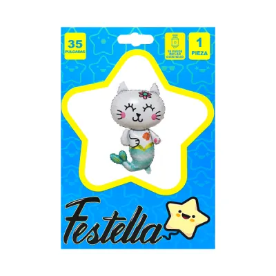 GLOBO GATO CON COLA SIRENA 35"(PQTX25)