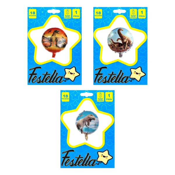 GLOBO ESTAMPADO DINOSAURIO 18"(PQTX25)