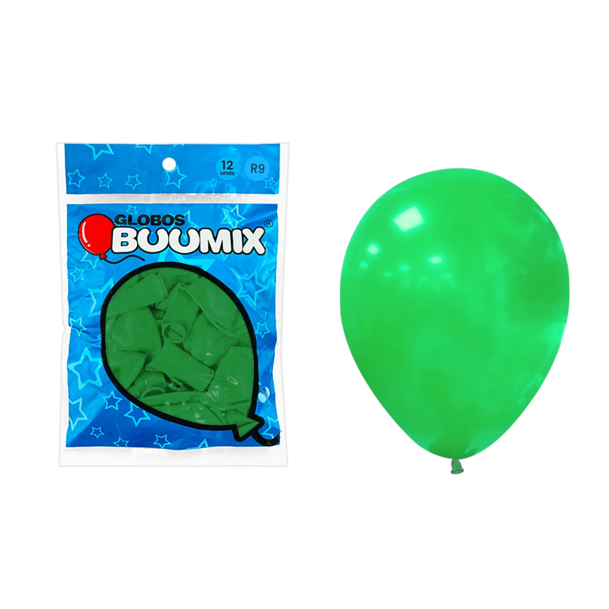 GLOBO DE LATEX LISO VERDE R9X12 (PQTX12)