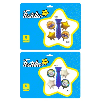 KIT GLOBO CORBATA PAPA X5 (PQTX12)