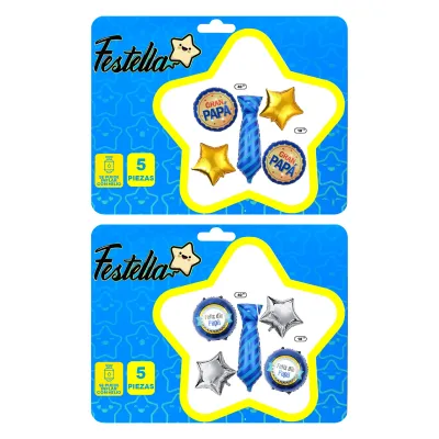 KIT GLOBO CORBATA PAPA X5 (PQTX12)