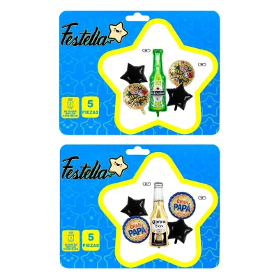 KIT GLOBO CERVEZA SURTIDO PAPA X5 (PQTX12)