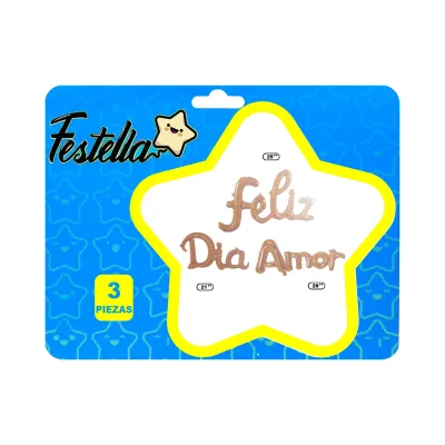 GLOBO FELIZ DIA AMOR PALO ROSA X3.(PQTX12),