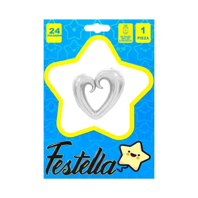 GLOBO CORAZON CURSIVO PLATEADO 24" (PQTX25),