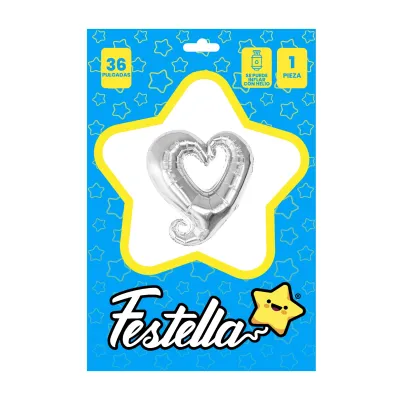 GLOBO CORAZON PLATEADO 36".(PQTX25),