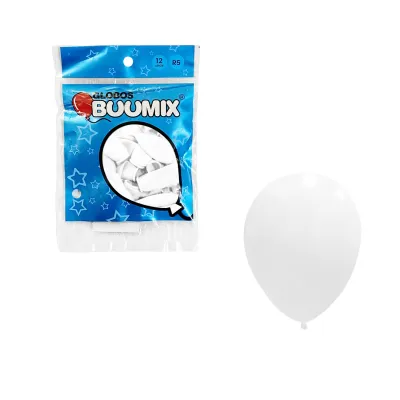 GLOBO DE LATEX LISO BLANCO R5 X12