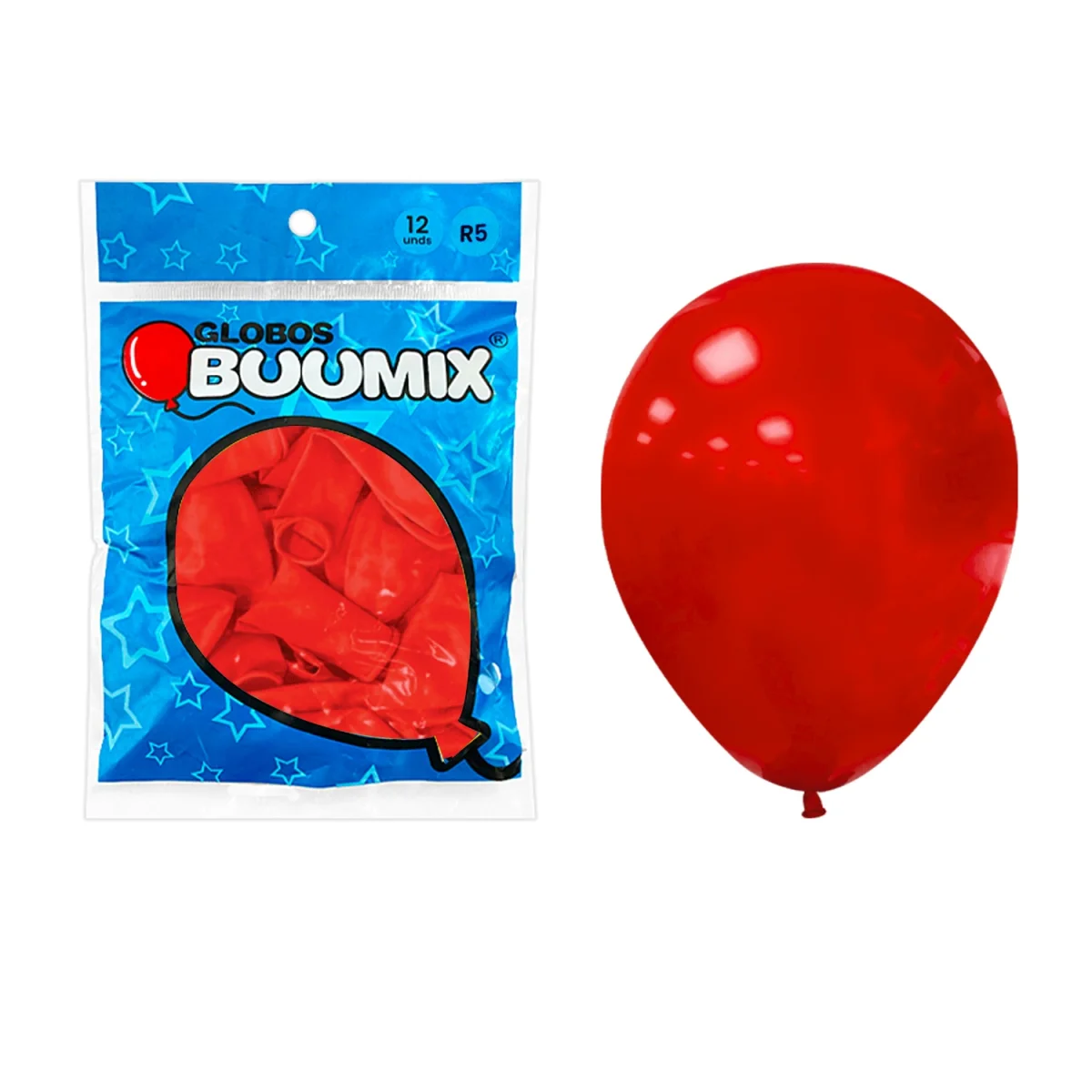 GLOBO DE LATEX LISO ROJO R5 X12