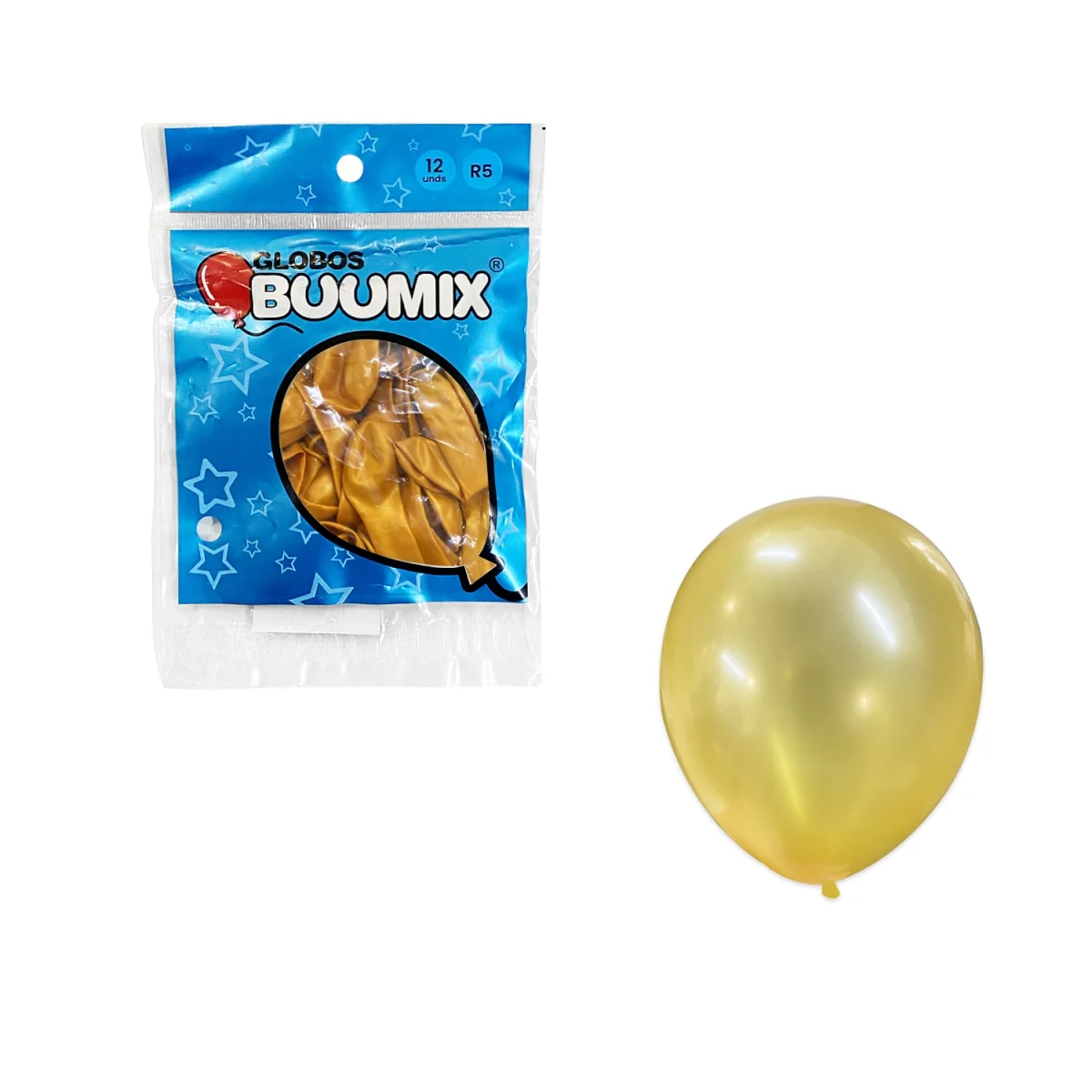 GLOBO DE LATEX LISO DORADO R5 X12