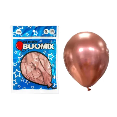 GLOBO DE LATEX ESPEJO PALO ROSA R5 X12