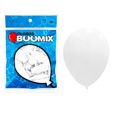 GLOBO DE LATEX LISO BLANCO R5 X50