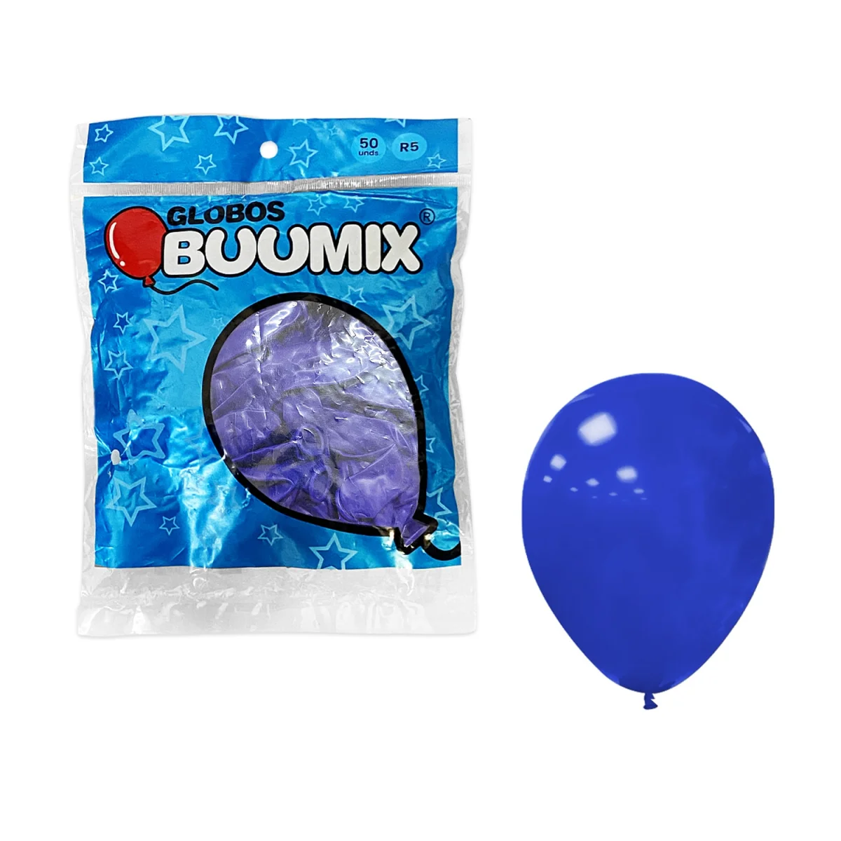 GLOBO DE LATEX LISO AZUL R5 X50