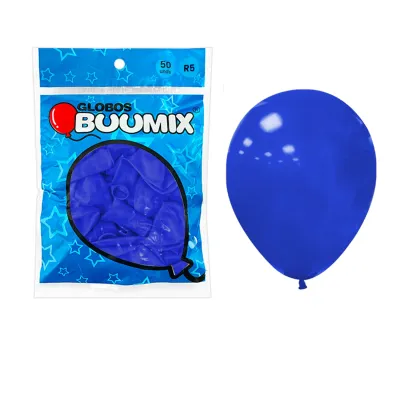 GLOBO DE LATEX LISO AZUL R5 X50
