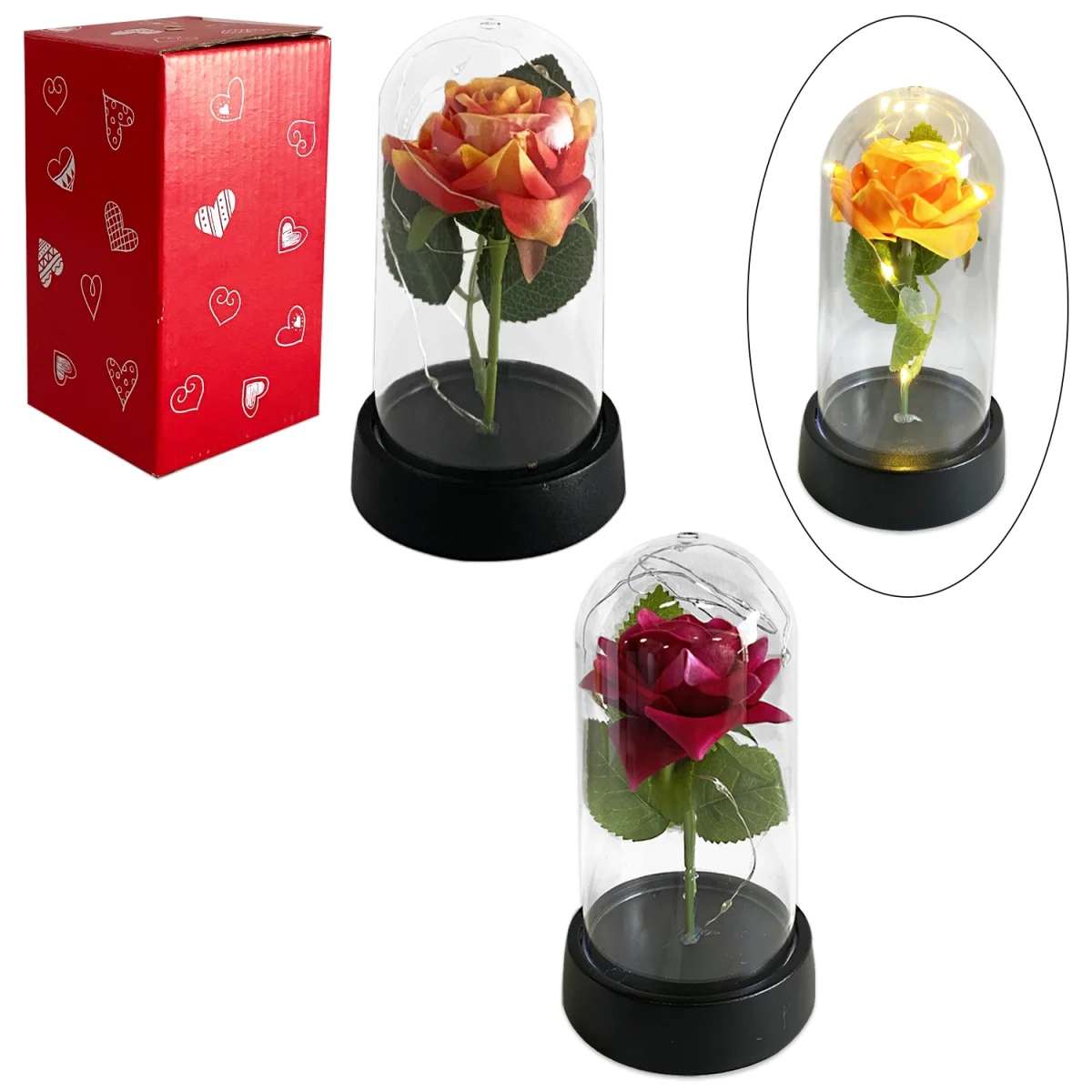 ROSA ARTIFICIAL CON LUZ ENCAPSULADA