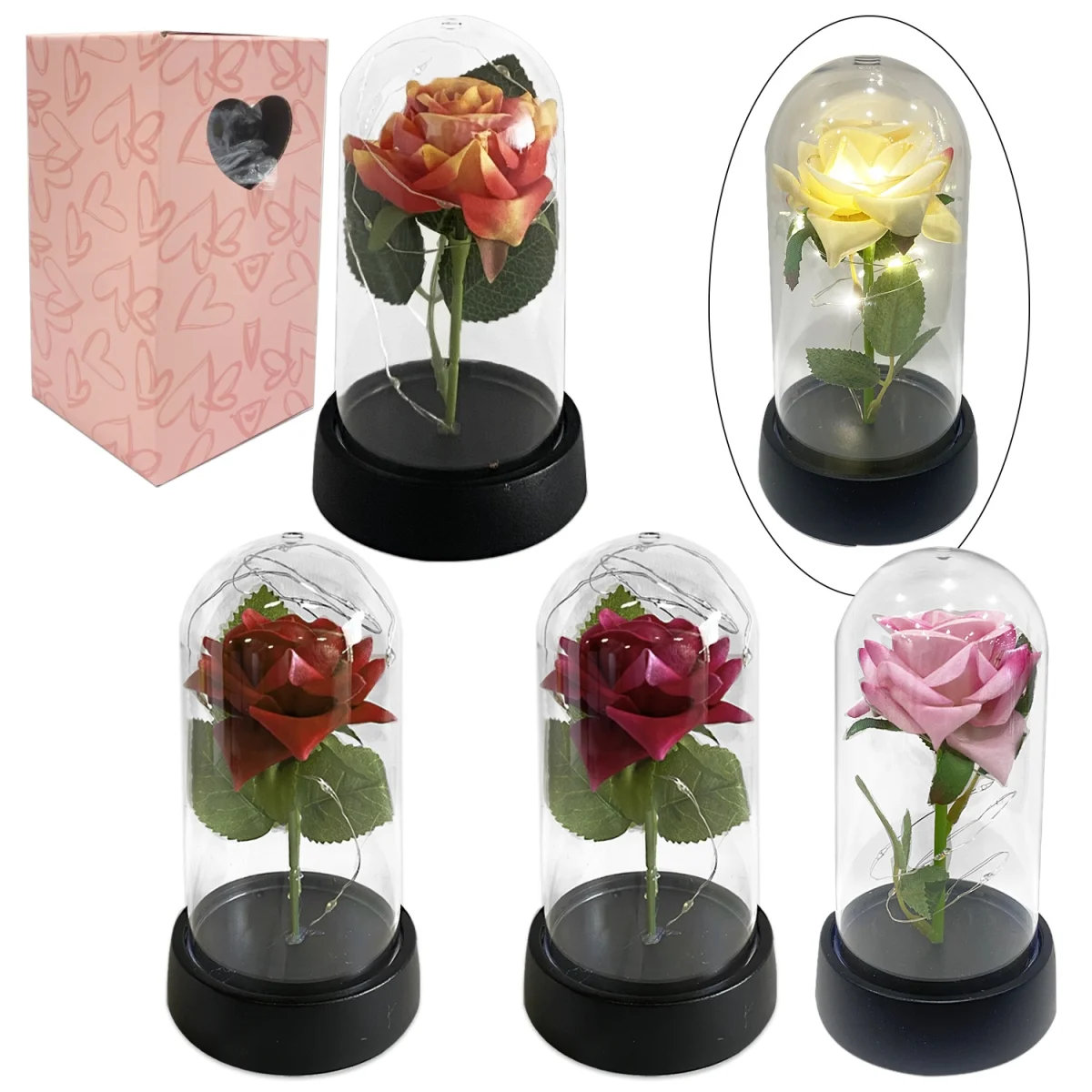 ROSA ARTIFICIAL CON LUZ ENCAPSULADA