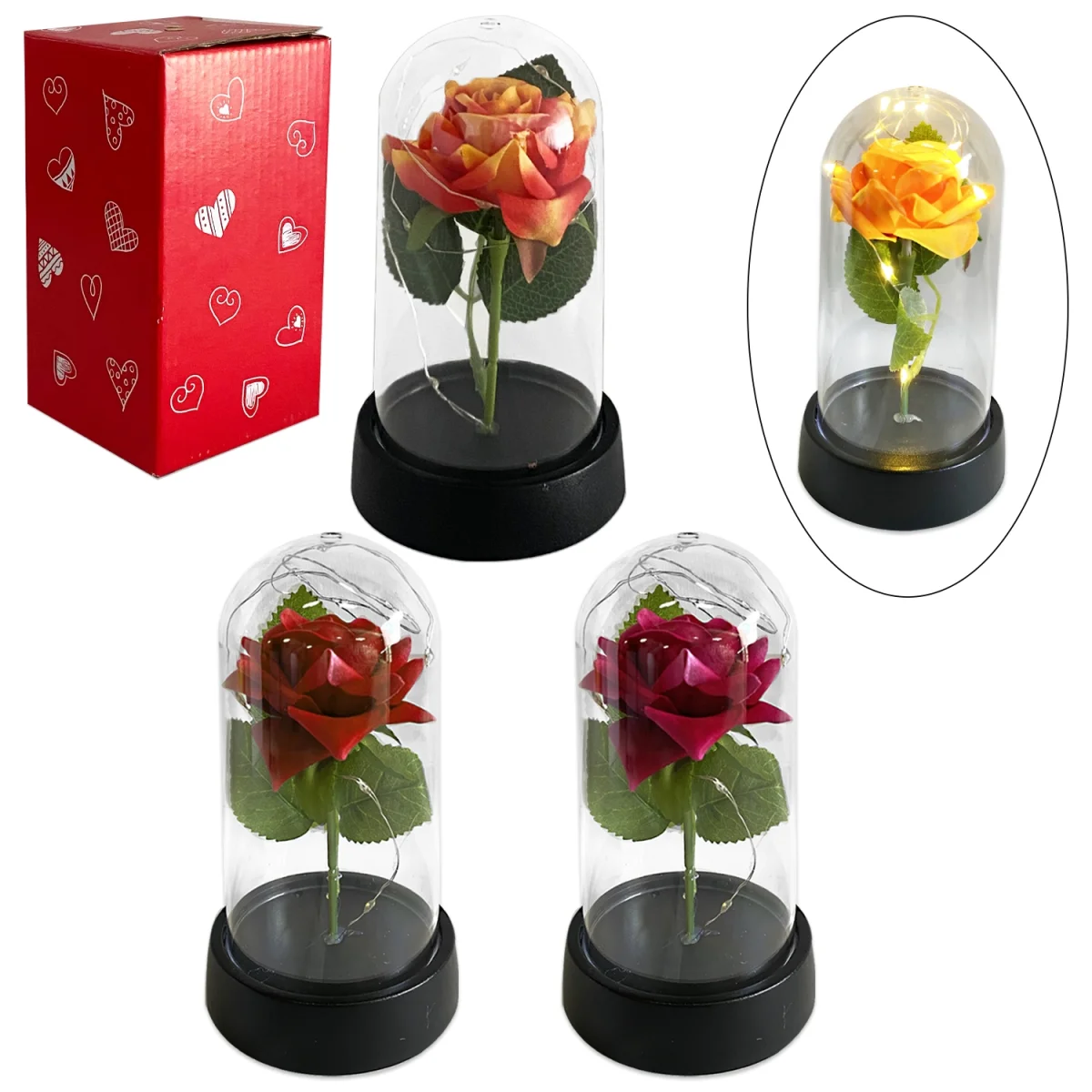 ROSA ARTIFICIAL CON LUZ ENCAPSULADA