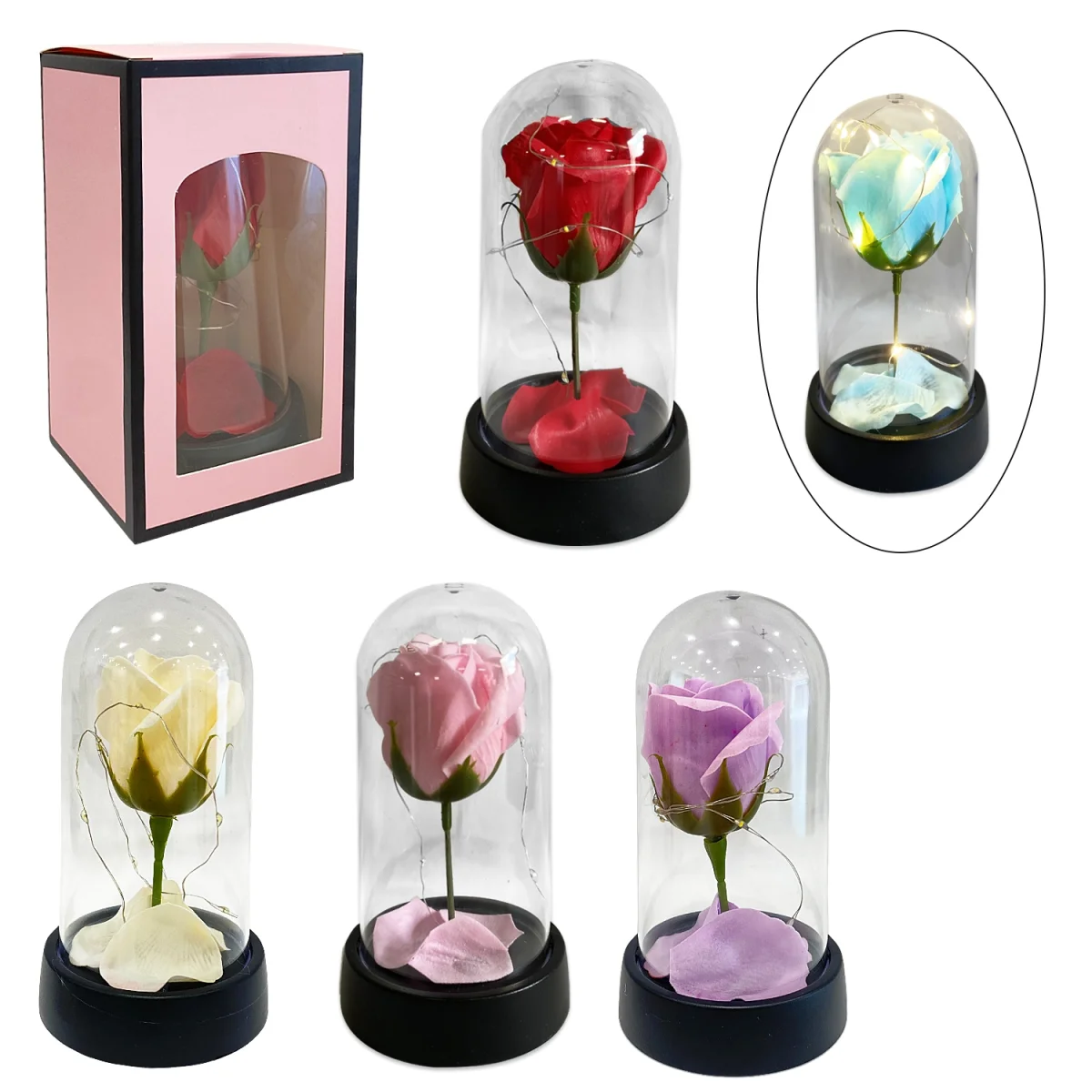 ROSA ARTIFICIAL CON LUZ ENCAPSULADA