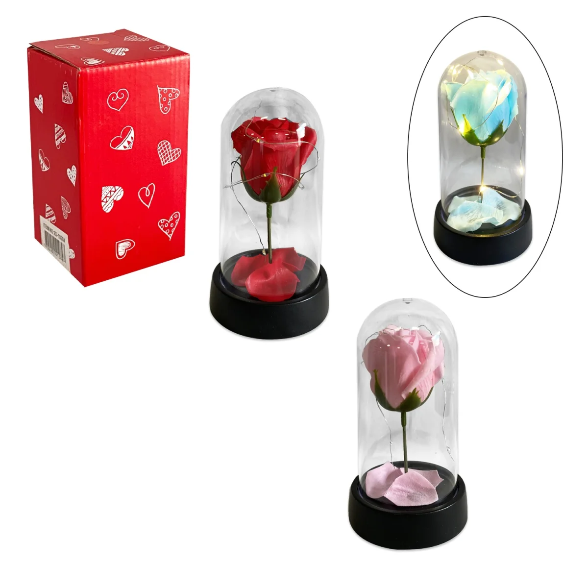 ROSA ARTIFICIAL CON LUZ ENCAPSULADA