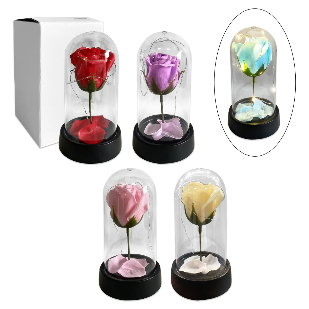 ROSA ARTIFICIAL CON LUZ ENCAPSULADA