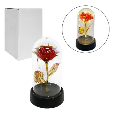 ROSA BRILLANTE ROJA CON LUZ ENCAPSULADA